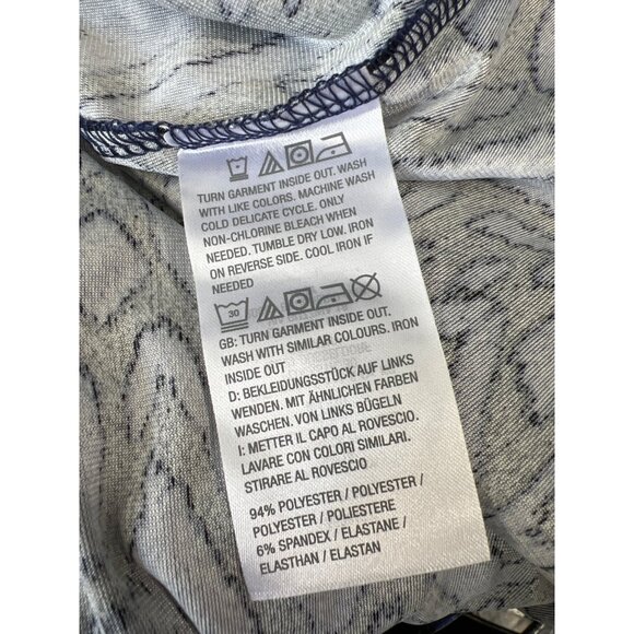 Destination 365 Printed Velvet Knee Length Split Neck Dress Navy Womens Small - Picture 4 of 6